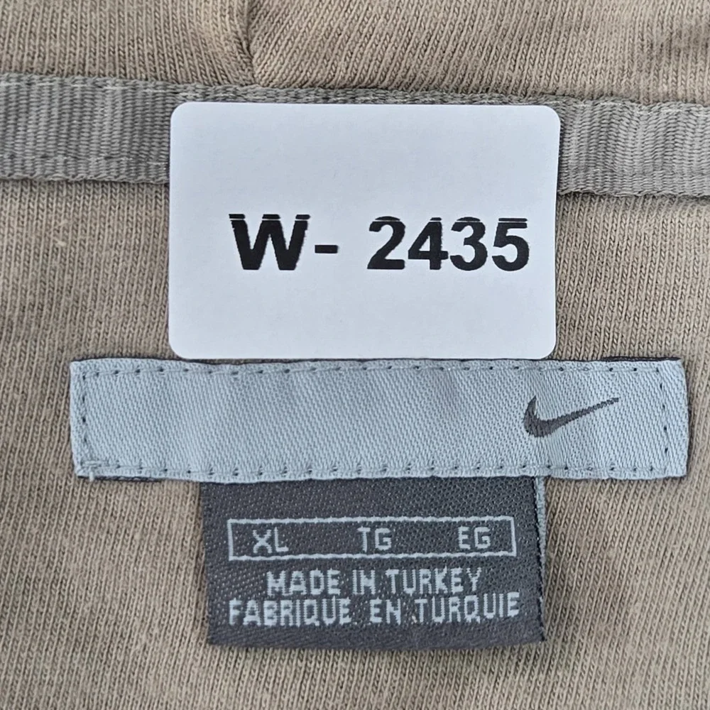 VINTAGE‎ Nike Men Hoodie XL Beige Y2K Mini Swoosh Logo Embroidered Pullover